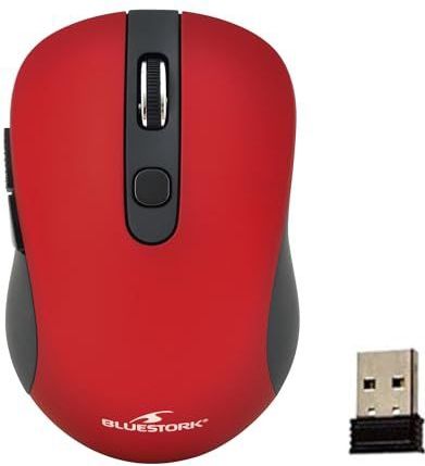Bluestork - Draadloze Muis - Rood - 2,4 GHz - Optische Sensor 1600 dpi