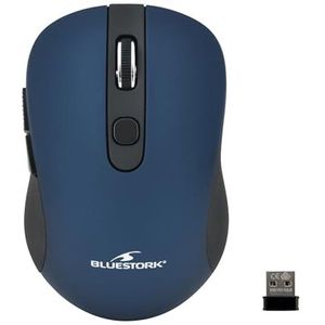 NIEUWE BLUESTORK Draadloze muis met 6 toetsen, metaalblauw - 2,4 GHz - tot 1600 dpi - compatibel met Windows en Mac