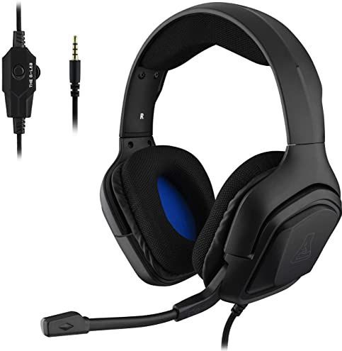 The G-LAB Korp COBALT Gaming Headset - Microfoon Stereo Hoofdtelefoon, Ultralicht, Basgitaar Headset - Microfoon 3,5 mm-Aansluiting voor PC PS4 PS5 Xbox One Mac Nintendo Switch Tablet Smartphone (Zwart)