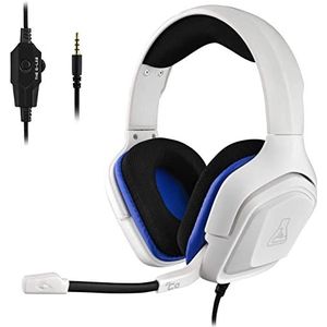 De G-LAB Korp Cobalt PS4 gaming-headset, stereo en audio gamer-headset, ultra lichtgewicht, sterke bas, 3,5 mm jack microfoon voor pc, PS4, Xbox One, Mac, Nintendo Switch, tablet, laptop, smartphone (wit)