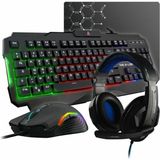 THE G-LAB Argon E Combo Gaming-set, 4-in-1, gamingtoetsenbord AZERTY met achtergrondverlichting, 3200 dpi, gaming-microfoon, gaming-hoofdtelefoon, antislip muismat, Franse versie