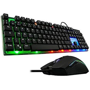 The G-Lab Combo Zink USB-gamingtoetsenbord en muis, meerkleurig, achtergrondverlichting, gaming-toetsenbord, QWERTY, incl. anti-ghosting + gaming-muis 6 toetsen 2400 dpi – PC PS4 Xbox One (zwart)