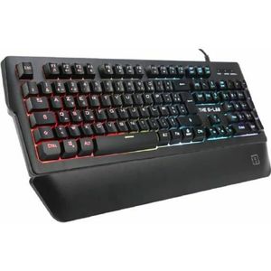 The G-Lab Keyz Palladium Gaming-toetsenbord, AZERTY, bekabeld, USB, RGB-led-achtergrondverlichting, meerkleurig, magnetische polssteun, 26 anti-ghosting-toetsen, duurzaam, PC PS4 Xbox One (zwart)