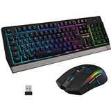 THE G-LAB Tungsten Combo - Draadloos Gaming Toetsenbord - Spaanse Lay-out - Draadloze Gaming Muis - 2400 dpi