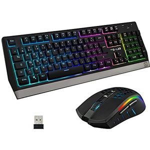 THE G-LAB Tungsten Combo - Draadloos Gaming Toetsenbord - Spaanse Lay-out - Draadloze Gaming Muis - 2400 dpi