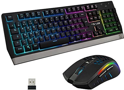 THE G-LAB Tungsten Combo - Draadloos Gaming Toetsenbord - Spaanse Lay-out - Draadloze Gaming Muis - 2400 dpi