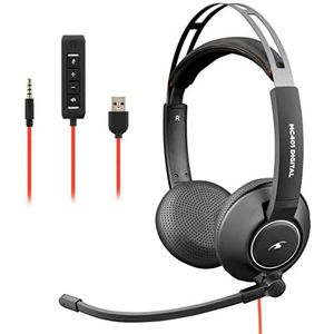 BlueStork MC 401 Headset voor micro-pc, bekabeld, USB/3,5 mm, stereogeluid, draaibare microfoon, ruisonderdrukking, ultra-comfort, volumeregeling - lichtgewicht professionele hoofdtelefoon, ideaal
