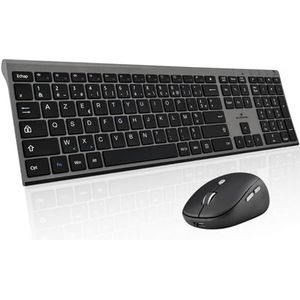 BlueStork - Set toetsenbord en muis draadloos grafemen – draadloos met Smart Dongle – stille klikken – ultradun design – ergonomisch – oplaadbaar – grijs – AZERTY FR