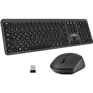 BlueStork - Easy Slim Pack - Draadloos toetsenbord en muis - Draadloos 2,4 GHz - Stille klikken - Ultradun ontwerp - Ergonomisch - Spaanse QWERTY lay-out - Inclusief