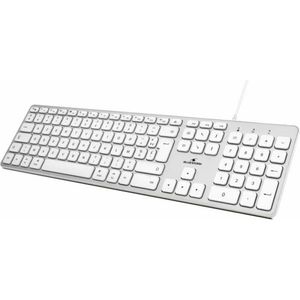Bluestork Französische AZERTY-Tastatur, kabelgebunden, für Mac – konkave und leise Tasten, 13 Multimedia-Kurzkürzel, USB-/USB-C-Adapter
