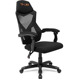 THE G-LAB K-Seat Rhodium ATOM ademend Mesh Gaming stoel, comfortabele ergonomische bureaustoel, gevoerde hoofdsteun, 120 ° verstelbare rugleuning, Max gewicht 120kg - NEW 2022 (zwart)