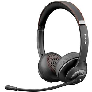 BlueStork MC 501 Bluetooth 5.1 draadloze hoofdtelefoon met draaibare microfoon, 14 uur batterijduur, draaibare microfoon ruisonderdrukking - Bluetooth PC headset met of draadloos, ideaal voor