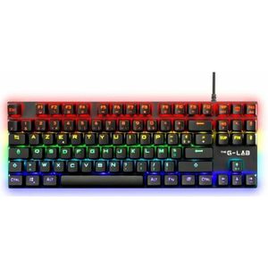 THE G-LAB Keyz Mercury TKL Mechanisch gamingtoetsenbord, 87 toetsen, bedraad, USB, Franse AZERTY, LED-achtergrondverlichting, meerkleurig - compact gamingtoetsenbord zonder numeriek - PC/PS4/PS5/Xbox - nieuw 2022