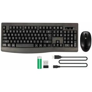 BlueStork - Set draadloos toetsenbord, oplaadbaar, draadloos toetsenbord met 12 multimediatoetsen, ergonomische draadloze muis 1600 dpi, ergonomisch design, 90 uur batterijduur, compatibel met Windows