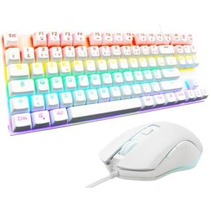 The G-Lab Combo Mercury – Set mit mechanischer Gaming-Tastatur und Maus, programmierbar, mechanisch, Tkl, RGB, Switch Red, Azerty- Gaming-Maus, RGB, 6 Tasten, 7200 DPI [Weiß]