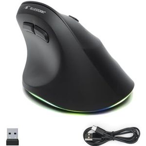 Bluestork - Ergonomische Draadloze Muis - Zwart - Bluetooth en USB