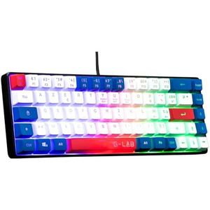 The G-Lab Keyz Hydrogen, Gaming-toetsenbord 60%, semi-mechanisch, bekabeld, Azerty, meerkleurige achtergrondverlichting, mini-toetsenbord, stil, compact formaat TKL- pc/ps4/Ps5/xbox (blauw/wit/rood)