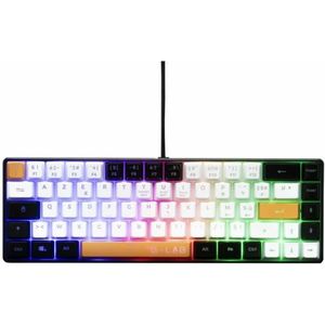 The G-Lab Keyz Hydrogen, Gaming-toetsenbord 60%, bedraad semi-mechanisch, Azerty, meerkleurige achtergrondverlichting, stil mini-toetsenbord, compact formaat TKL- pc/ps4/Ps5/xbox (oranje/wit/zwart)