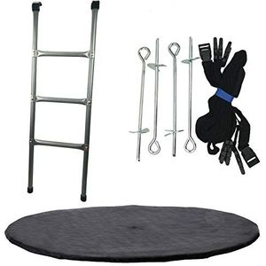 CZON SPORTS Unisex-Youth 430 cm Ladder + Netheid Cover + verankeringsset, Metaal Grijs/Zwart, 4,3 m