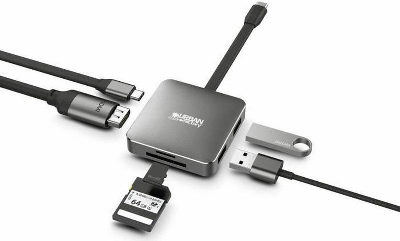 Urban Factory - Tcm05uf Hub - USB-C Mobiel Station - Zwart - Compact