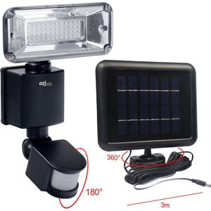 EZI Light - Solar Pro 1 - Solar Tuinverlichting - Zonnepaneel op afstand - LED verlichting - Zonne-energie - Bewegingscensor - 500 lumen - IP65 - 16cm - Plastic - Zwart