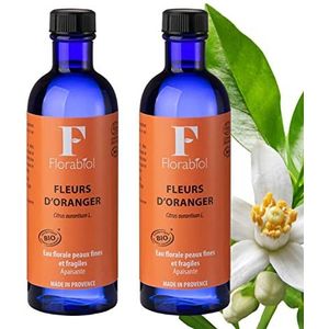 Florabiol - 2 stuks bloemenwater van biologische sinaasappelbloesem (200 ml x 2) – rustgevende lotion – regenererend, verzachtend en verkwikkend – gecertificeerd Bio Ecocert – gemaakt in Frankrijk