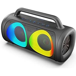 RYGHT TOOGO XL R481047 Draadloze outdoor luidspreker met RDB led - 7 uur batterijduur, 9 RGB-modi, geïntegreerde microfoon en spraakassistent - IPX5 waterdicht, dubbele koppeling - zwart
