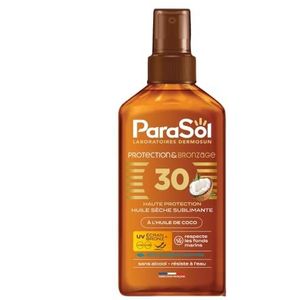 Parasol Spray droge olie, 30 SPF, bescherming en bruining met kokosolie