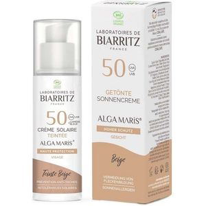 Laboratoires de Biarritz - Getinte zonnecrème gezicht - Beige - LSF50 ALGA MARIS® biologisch gecertificeerd - Gehydrateerd, mat, zorgt voor een gezonde stralen - 50 ml - Made in France