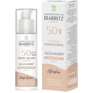 Laboratoires de Biarritz - Getinte zonnecrème gezicht - ivoor - LSF50 ALGA MARIS® Bio-gecertificeerd - Gehydrateerd, mat, zorgt voor een gezonde stralen - 50 ml - Made in France