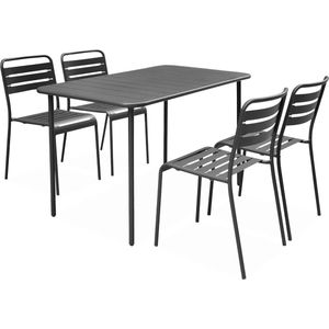 sweeek - Metalen tuintafel, 4 stoelen