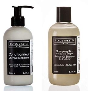 Ontwarrende Care For Hair Sensitized to Grapefruit 250 ML en Sulfate Free Ricin Shampoo 250 ML. Haarroute voor droog en Brits haar. Parabenen vrij.