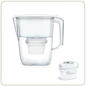LITTLE BALANCE 8592 Duidelijke filterkaraf + 3 filterpatronen, vermindert microplastic, chloor, kalk en andere verontreinigingen, 2,5 l, ultrasnelle doorstroming, BPA-vrije kunststof, wit