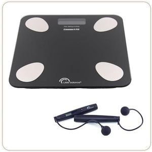 Personenweegschaal - LITTLE BALANCE - 8685 - Connect fit duo kit - Batterijen - Impedantiemeter + aangesloten springtouw - 190 kg/100 g - Zwart