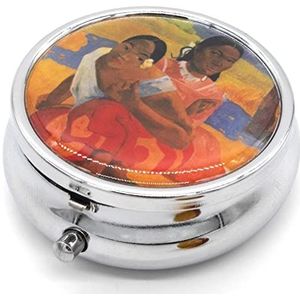 MED-J3-G - medicijnbox, rond, draagbaar, van metaal, Ã©Ã©n stuk, kleine pillendoos voor handtas, cardio-pillendoos, Gauguin - MEDIPILL