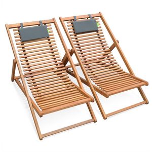 sweeek - Set van twee houten strandstoelen bilbao