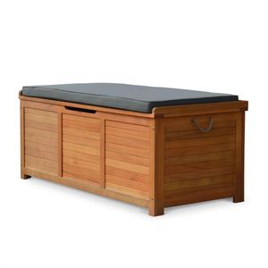 sweeek - Houten tuinbox caja 125x60cm voor kussenopslag met gasveer en handvatten