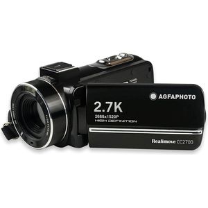 AGFA Foto Realimove CC2700 Digitale camcorder (2,7 K, 24 MP, 3 inch touchscreen, 18 x zoom, afstandsbediening, lithiumbatterij) zwart