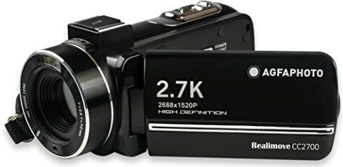 AGFA Photo Realimove CC2700 Digitale camcorder (2,7 K, 24 MP, 3 inch touchscreen, 18 x zoom, afstandsbediening, lithiumbatterij) zwart