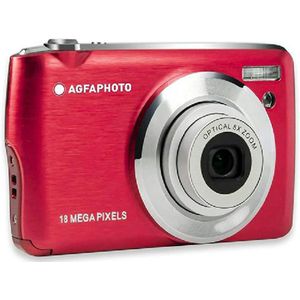 Agfa Realishot DC8200 Fotoapparaat, digitale camera, compact, 18 MP, Full HD, LCD-display, 2,7 inch, optische zoom, 8 x lithiumbatterij en SD-kaart 16 GB, rood