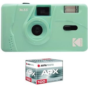 KODAK Oplaadbare camera M35 - 35 mm kleur groen + film zonder ISO-iso – leg je momenten vast met elegantie en creativiteit, de essentie van onvergetelijke herinneringen