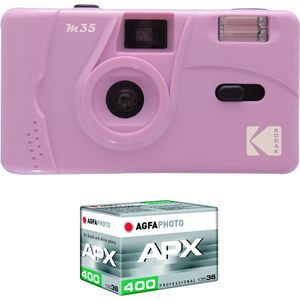 KODAK Oplaadbare camera M35 - 35 mm, kleur violet + film zonder ISO ISO – leg je momenten vast met elegantie en creativiteit, de essentie van onvergetelijke herinneringen