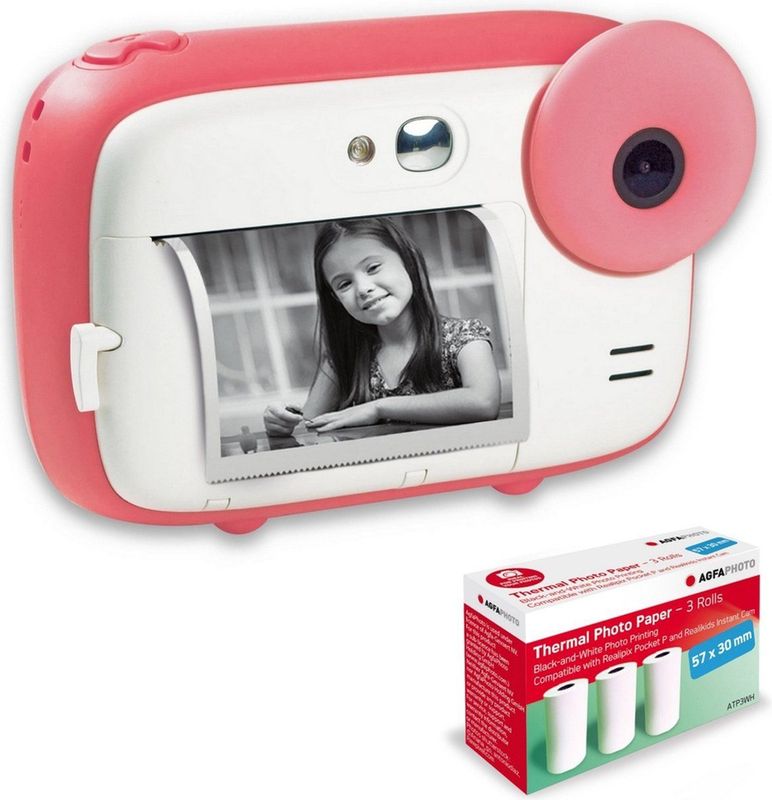 AGFA PHOTO Realikids Instant Cam Pack - Instant Camera - Roze - Inclusief 3 Extra Rollen Papier