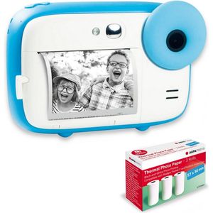 AGFA Photo Realikids Instant Cam Pack + 3 extra rollen ATP3WH thermisch papier - Instant Camera voor kinderen, LCD-scherm 2,4 inch (2,4 inch), lithiumbatterij, selfiespiegel en fotofilter, blauw