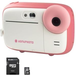 AGFA Realikids Instant Cam Photo Pack + 1 Micro SD-kaart 32 GB – instant camera voor kinderen, lcd-display 2,4 inch, lithiumbatterij, selfiespiegel en fotofilter – roze