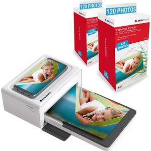 AGFA PHOTO Pack Imprimante Realipix Moments + Cartouches et papiers 240 photos supplémentaires - Impression Bluetooth Photo 10x15 cm Smartphone Apple et Android, 4Pass Sublimation Thermique - Blanc