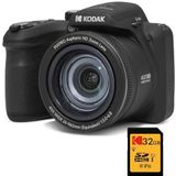 KODAK Pixpro Astro Zoom AZ405 Digitale Bridge Pack + Kodak Ultra High Speed U1 32 GB SDHC-kaart - 20 megapixel camera, X40 zoom, groothoek, LCD, Full HD video 1080p, OIS, AA-batterij - zwart