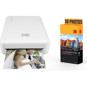 KODAK Pack Imprimante Photo Printer PM220 et cartouche MSC30 - Photos 5.4 * 8.6 cm, WIFI, Compatible avec iOS et Android - Blanc