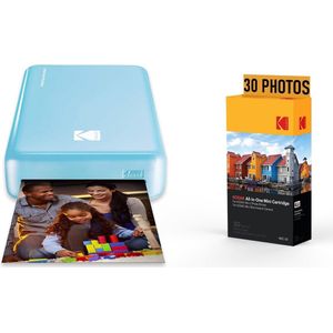 KODAK Pack Imprimante Photo Printer PM220 et Cartouche MSC30 - Photos 5.4 * 8.6 cm, WiFi, Compatible avec iOS et Android - Bleu
