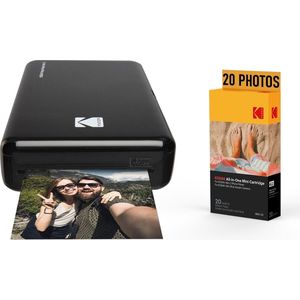 KODAK Pack Imprimante Photo Printer PM220 et cartouche MSC20 - Photos 5.4 * 8.6 cm, WIFI, Compatible avec iOS et Android - Noir